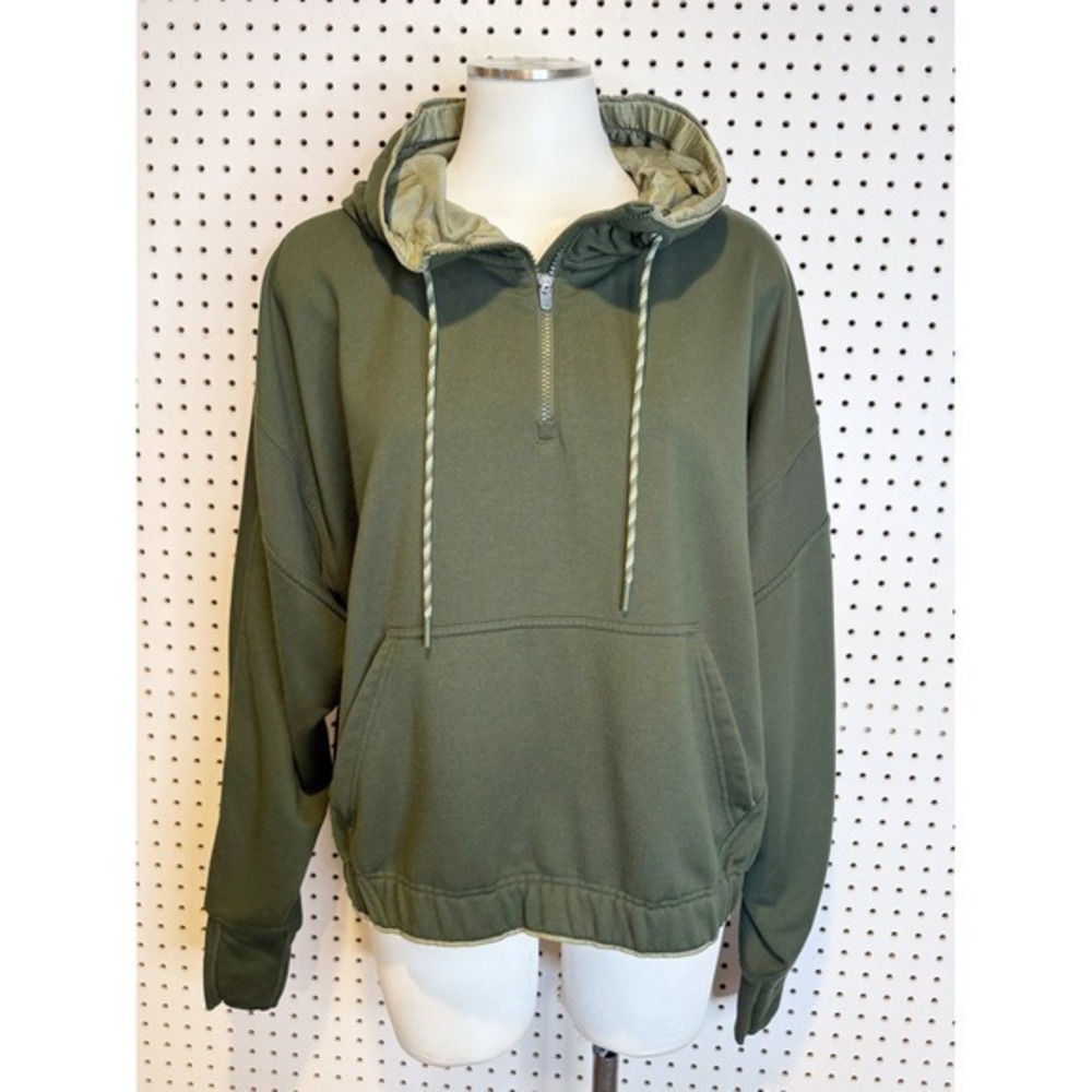Athleta | Ascend Quarter‎ Zip Warm Up Hoodie Top in Tuscan Olive #530131 Size XL